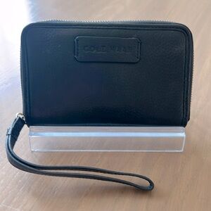 Cole Haan Dark Blue Smooth Pebble Leather Wristlet Wallet